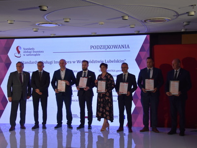 Zdjęcie z Gali wręczenia certyfikatów projektu ,,Standardy Obsługi Inwestora w Województwie Lubelskim"
