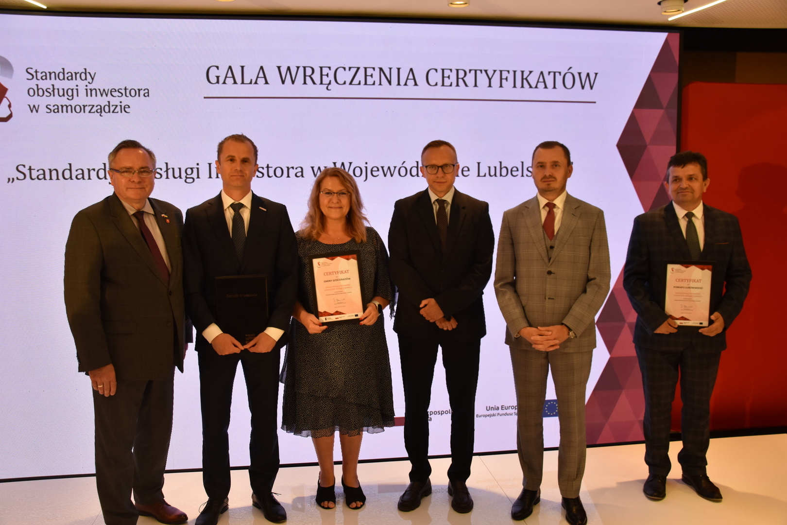 Zdjęcie z Gali wręczenia certyfikatów projektu ,,Standardy Obsługi Inwestora w Województwie Lubelskim"