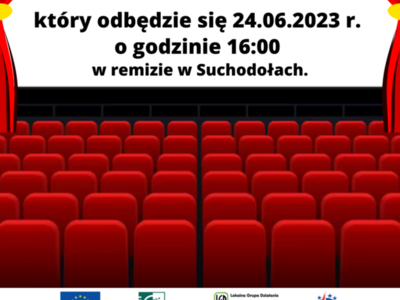 Plakat - zaproszenie na seans filmowy w Suchodołach