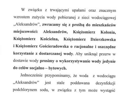 Obraz dokumentu przedstawiającego treść komunikatu