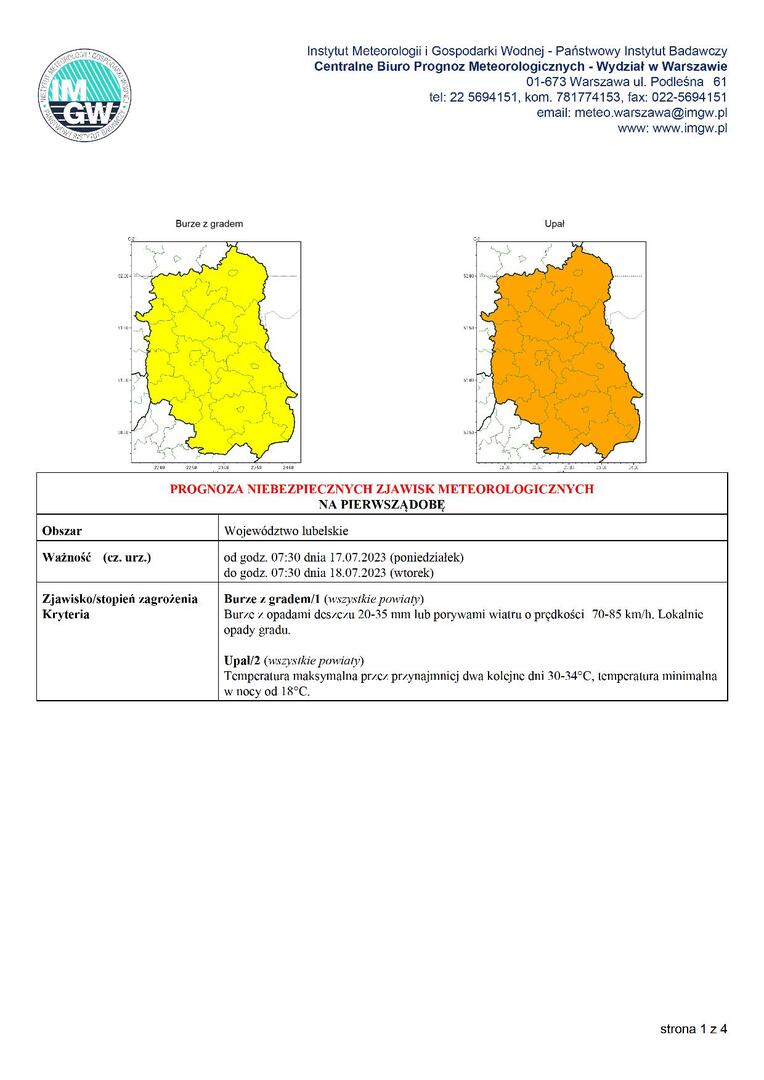 Zdjęcie ostrzeżenia meteorologicznego