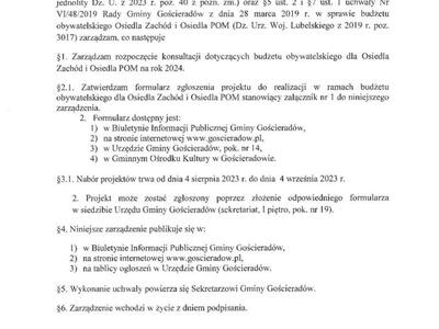 Zdjęcie zarządzenia