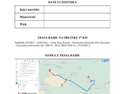 Zdjęcie karty startowej z mapą