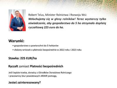 Zdjęcie plakatu dot. płatności dla małych gospodarstw