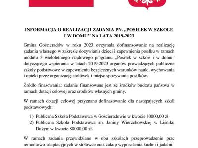 Zdjęcie informacji dot. dofinansowania