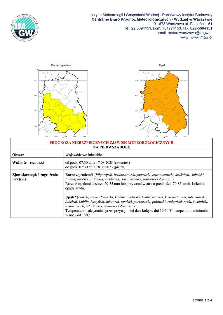 Zdjęcie prognozy niebezpiecznych zjawisk meteorologicznych