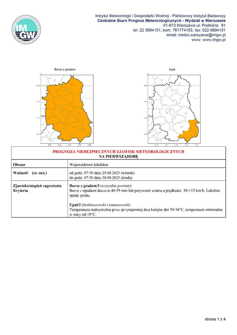 Zdjęcie ostrzeżenia meteorologicznego
