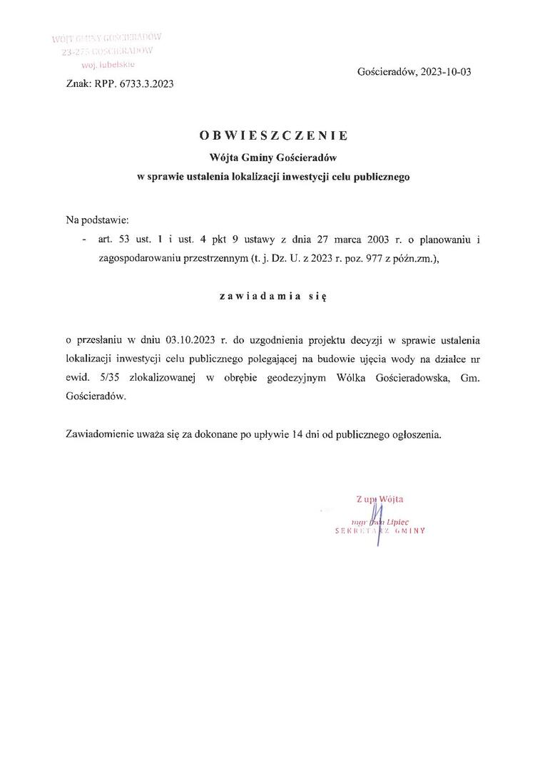 Zdjęcie obwieszczenia