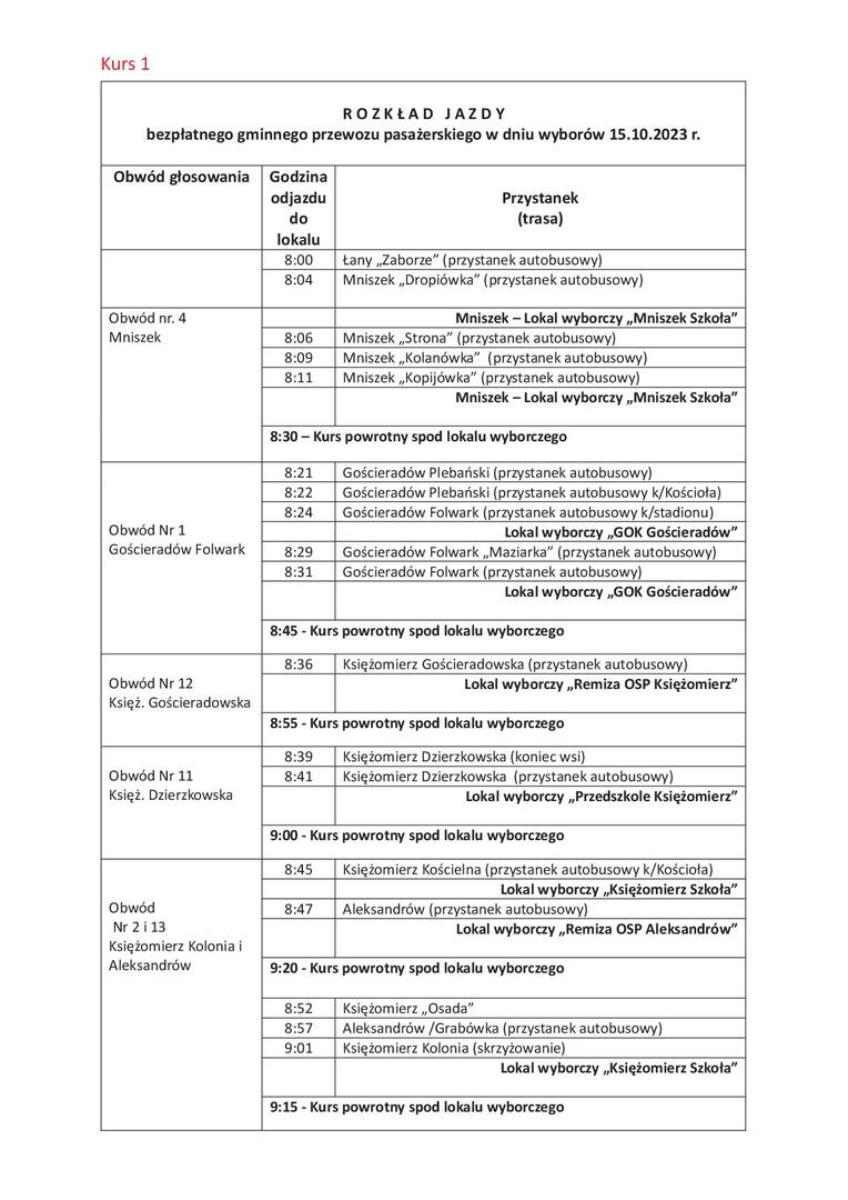 Rozkład jazdy strona 1