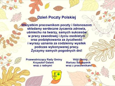 Zdjęcie jesiennych liści wraz z życzeniami