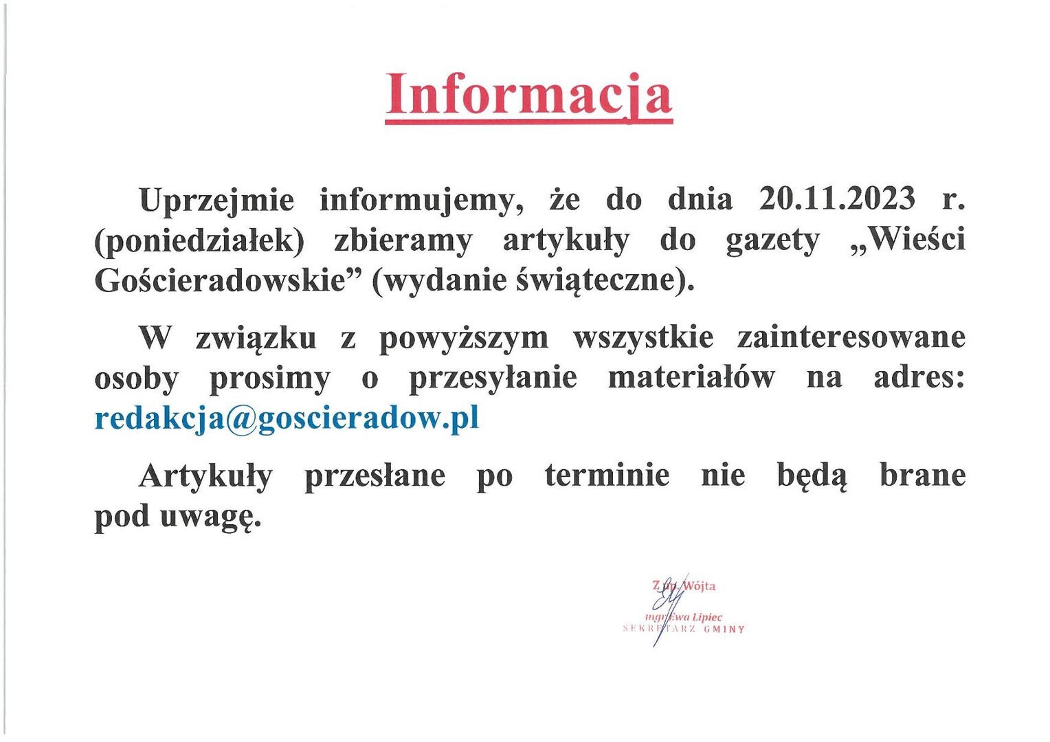 Zdjęcie informacji