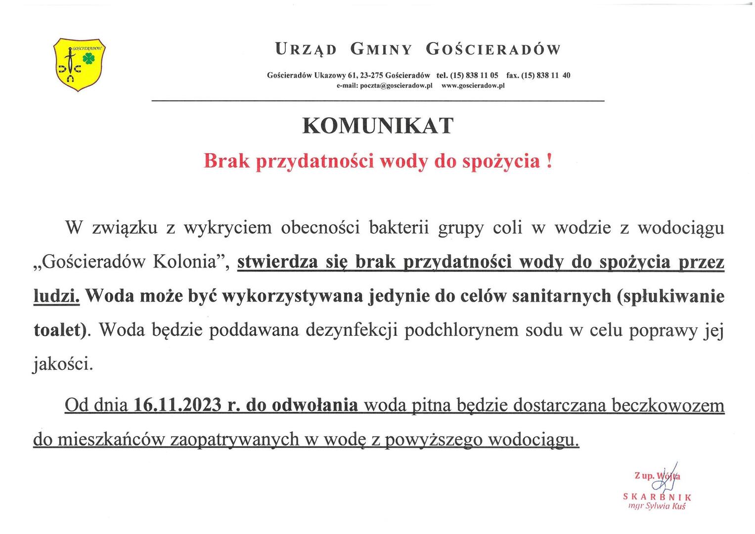 Grafika zawierajaca treść komunikatu