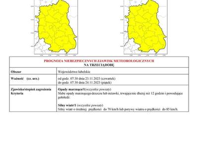 Zdjęcie ostrzeżenia meteorologicznego