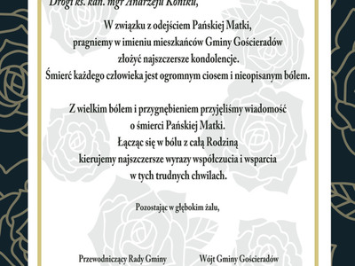 Zdjęcie listu kondolencyjnego