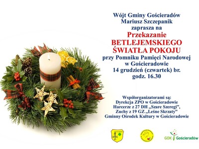 Zdjęcie plakatu dot. przekazania Betlejemskiego Światła Pokoju