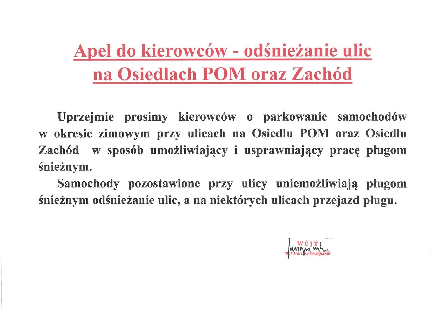 Zdjęcie apelu do kierowców