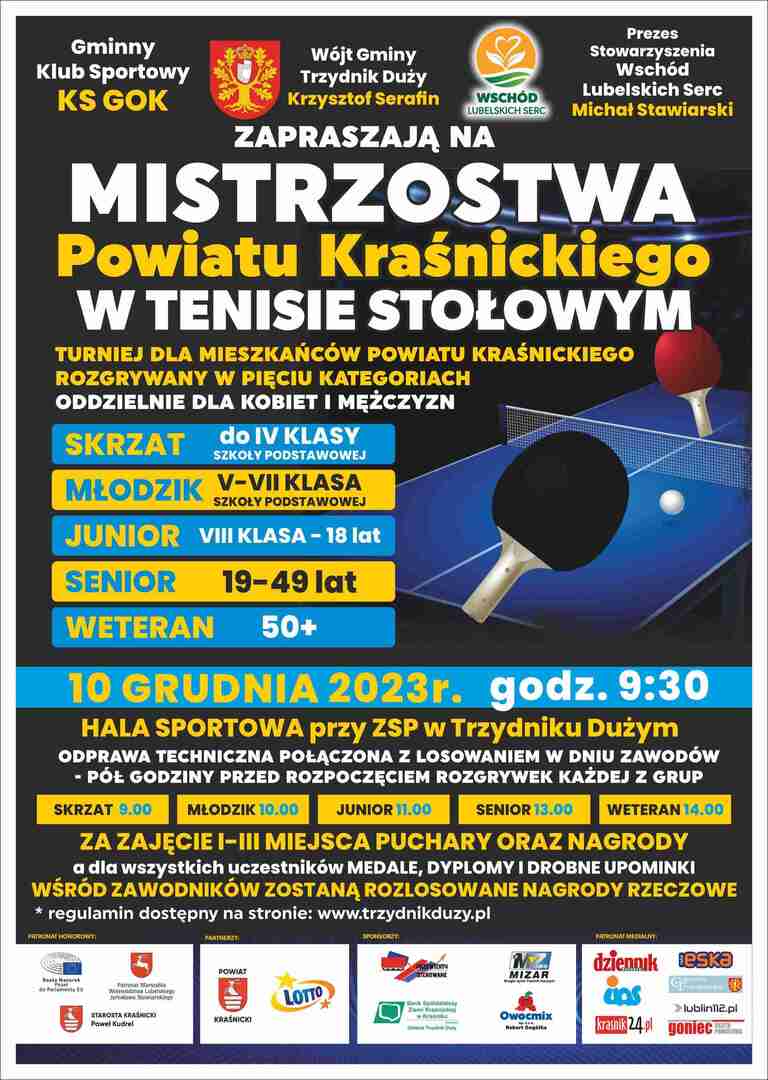 Zdjęcie plakatu dot. tenisa stołowego