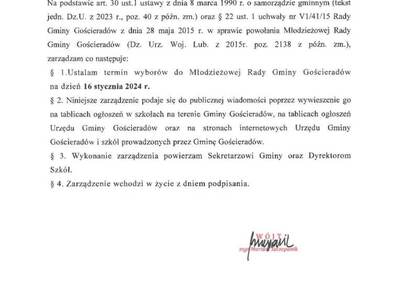 Zdjęcie zarządzenia