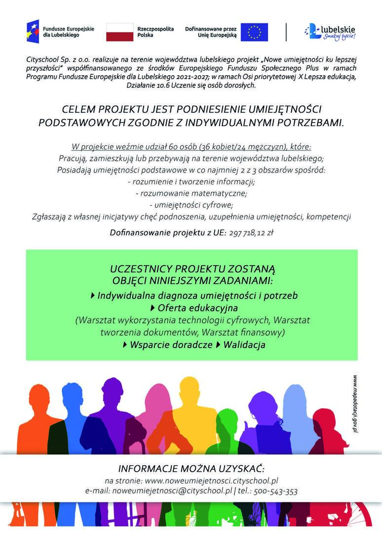 Zdjęcie plakatu projektu "Nowe umiejętności ku lepszej przyszłości"