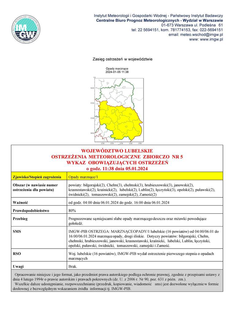 Zdjęcie ostrzeżenia meteorologicznego
