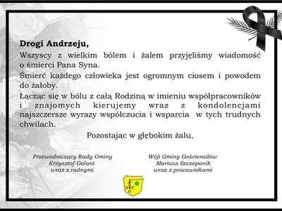 Zdjęcie listu kondolencyjnego