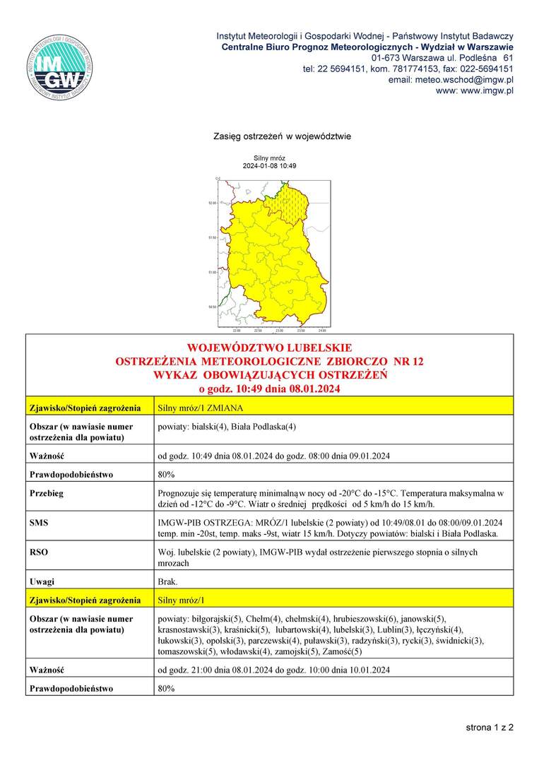 Zdjęcie ostrzeżenia meteorologicznego