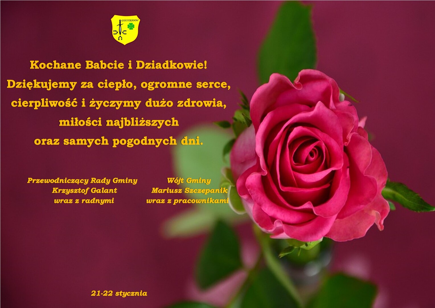 Zdjęcie z życzeniami z okazji Dnia Babci i Dziadka