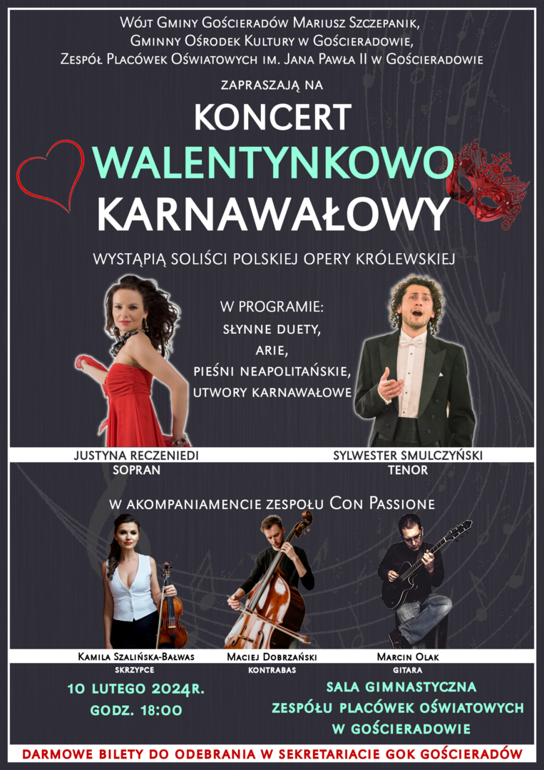 Zdjęcie plakatu koncertu walentynkowo karnawałowego