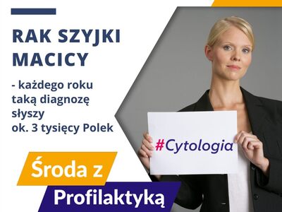 Zdjęcie kobiety z tekstem dot. raka szyjki macicy