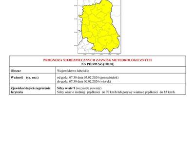 Zdjęcie ostrzeżenia meteorologicznego