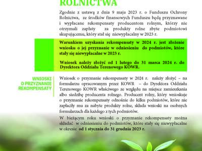 Zdjęcie ulotki dot. Funduszu Ochrony Rolnictwa
