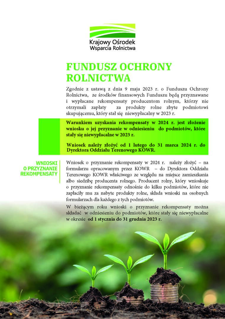 Zdjęcie ulotki dot. Funduszu Ochrony Rolnictwa