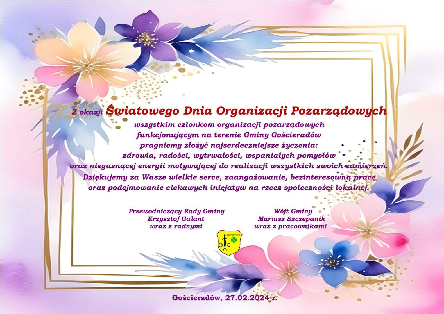 Zdjęcie grafiki z życzeniami dla organizacji pozarządowych