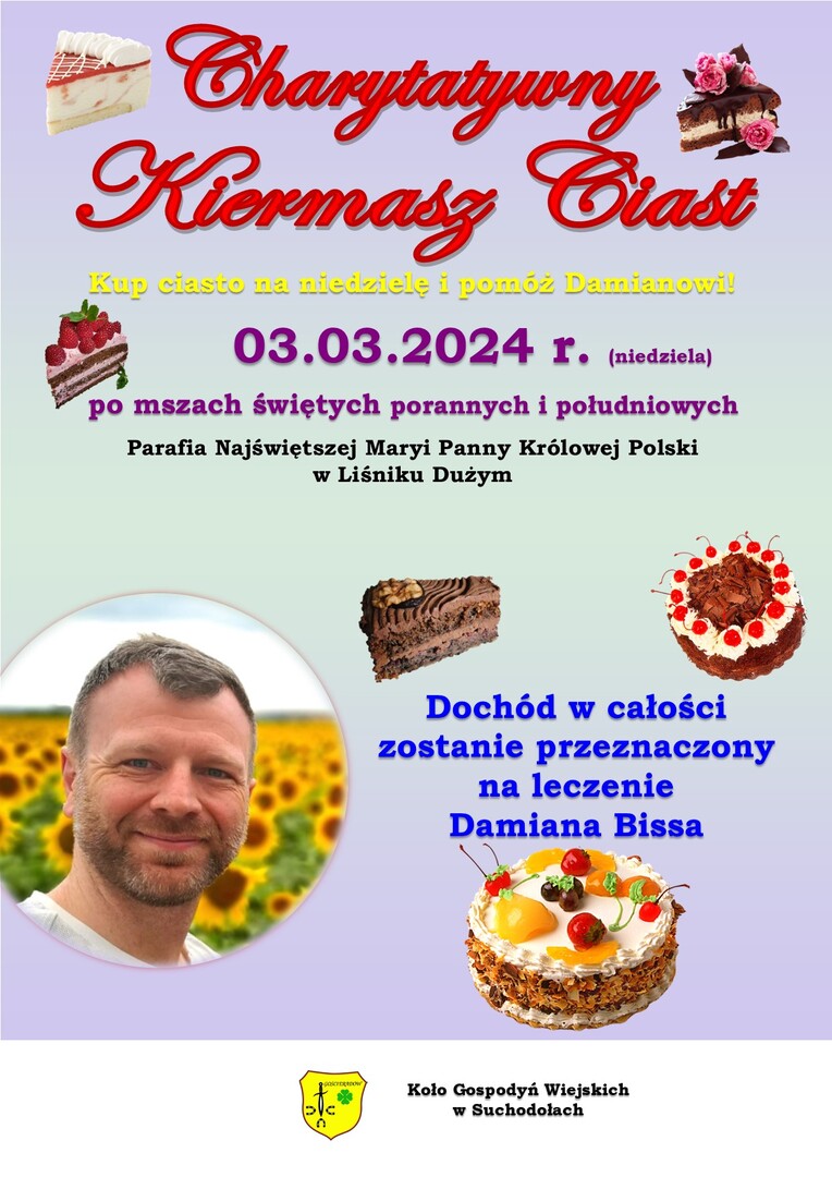 Zdjęcie plakatu dot. Charytatywnego Kiermaszu Ciast