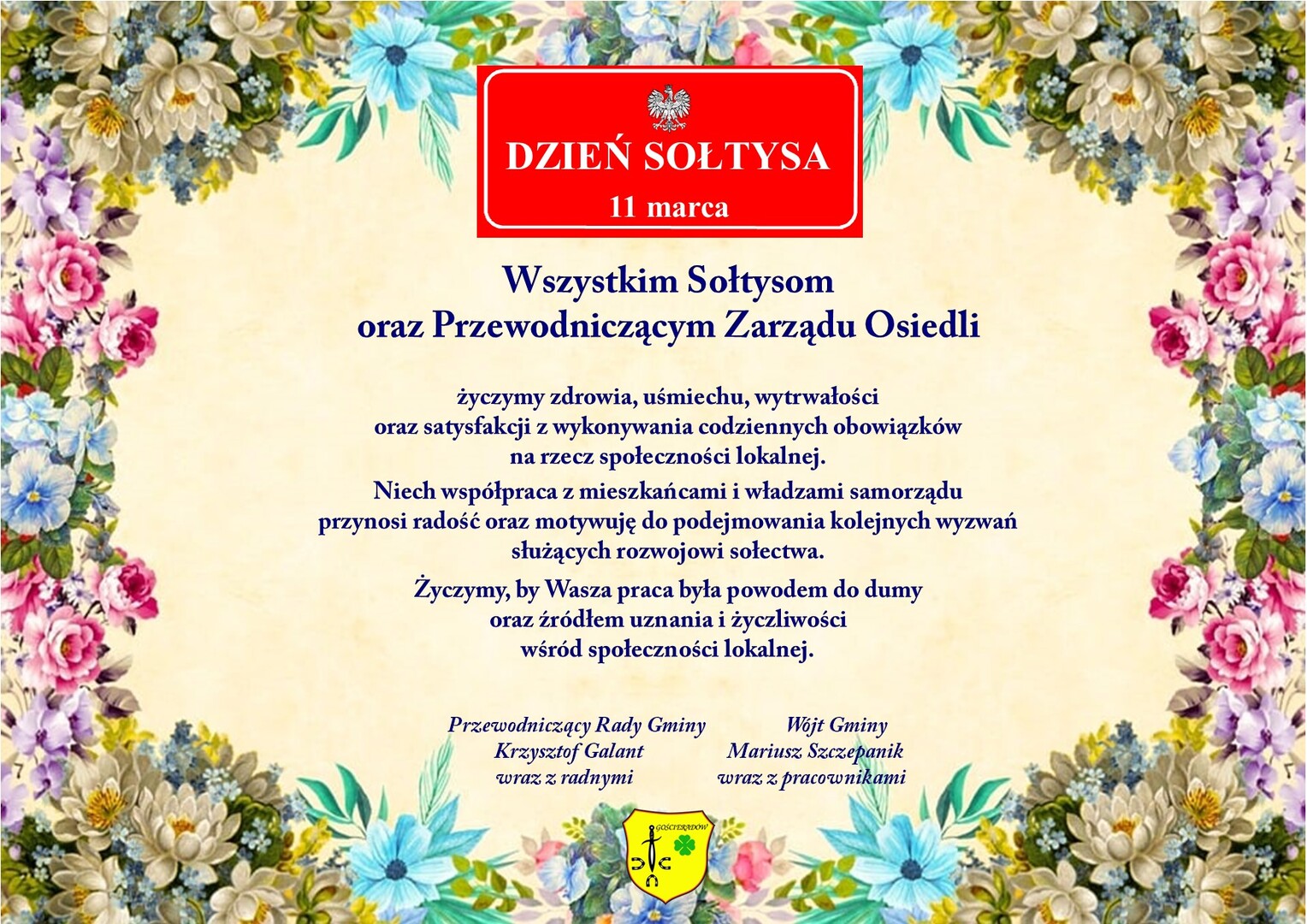 Zdjęcie z kwiatami z okazji Dnia Sołtysa