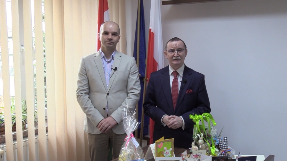 Obrazek przedstawiający Wójta Gminy Gościeradów Mariusza Szczepanika oraz Przewodniczącego Rady Gminy Gościeradów Krzysztofa Galanta.