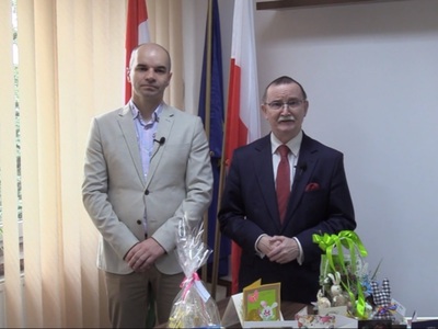 Obrazek przedstawiający Wójta Gminy Gościeradów Mariusza Szczepanika oraz Przewodniczącego Rady Gminy Gościeradów Krzysztofa Galanta.