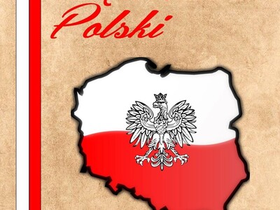 Zdjęcie flagi, godła i obrysu granic Polski