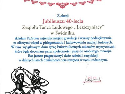 Zdjęcie listu gratulacyjnego