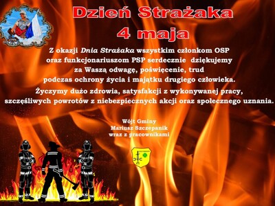 Zdjęcie płomieni i grafiki strażaków