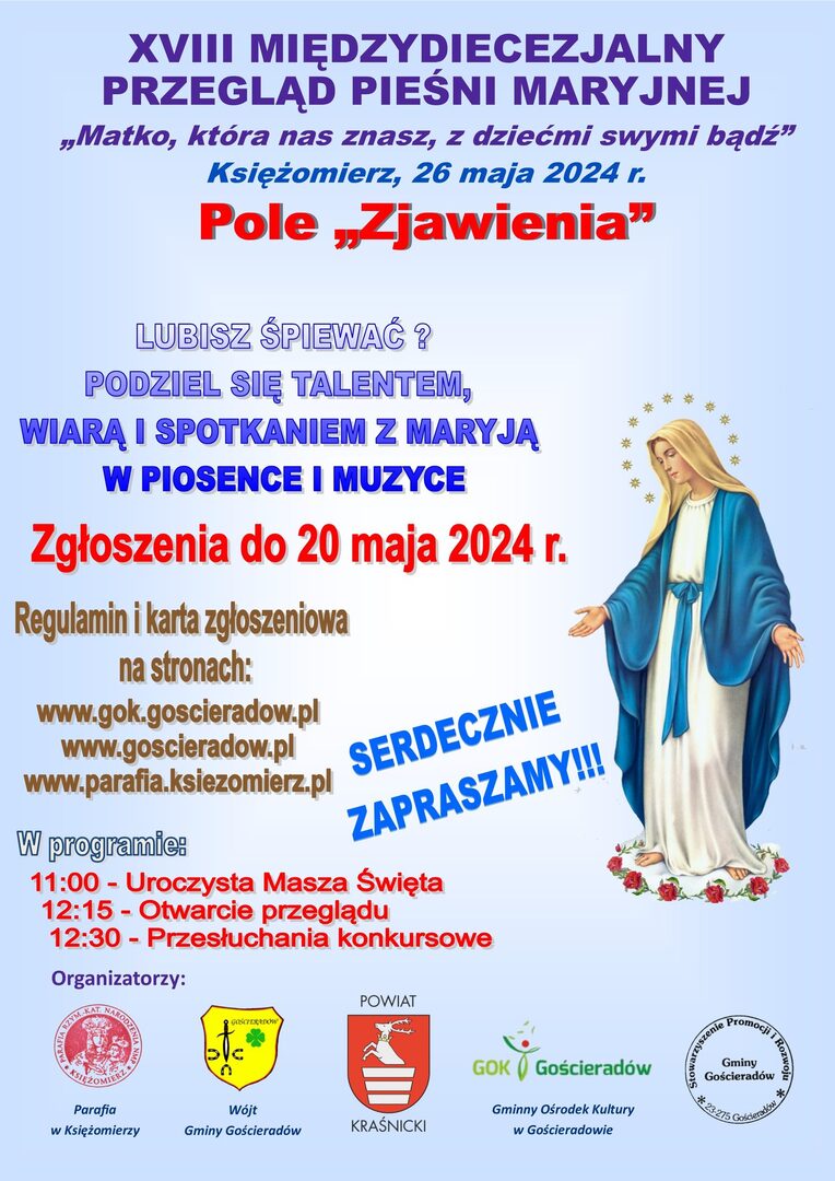 Zdjęcie plakatu dotyczącego Przeglądu Pieśni Maryjnej
