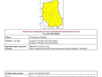 Zdjęcie PROGNOZ NIEBEZPIECZNYCH ZJAWISK METEOROLOGICZNYCH - burze