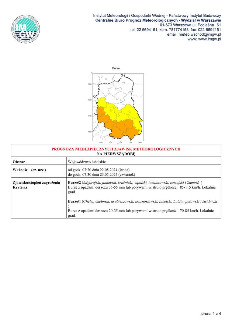 Zdjęcie ostrzeżenia meteorologicznego