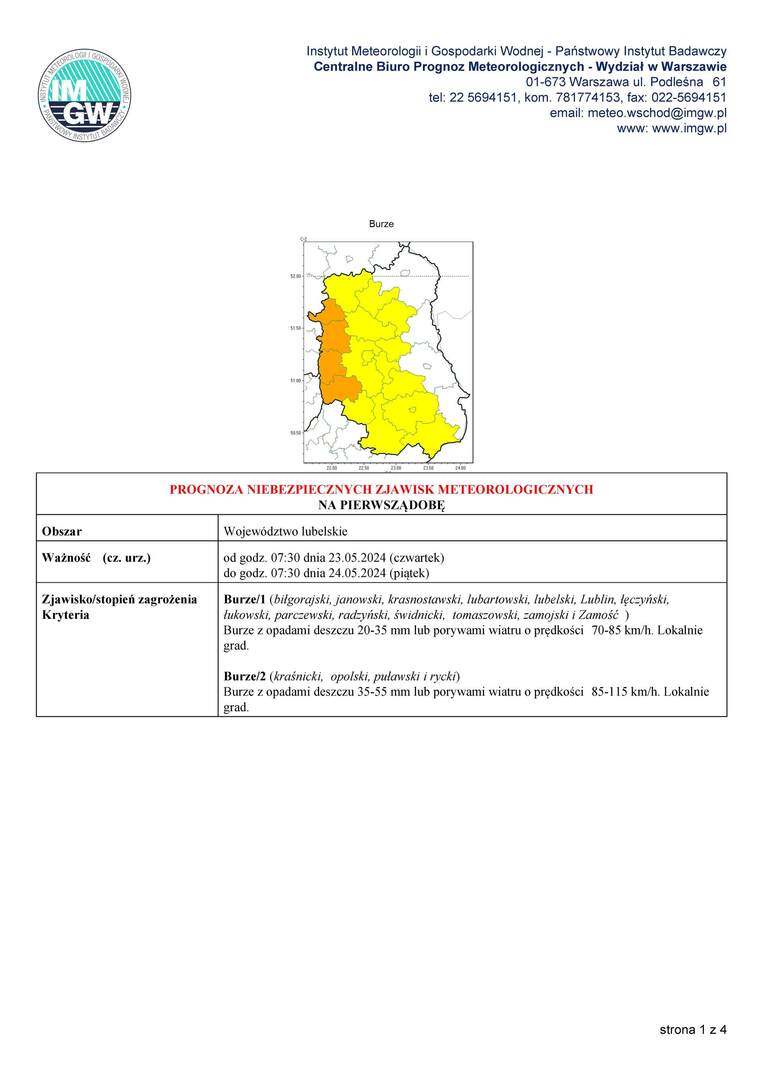 Zdjęcie ostrzeżenia meteorologicznego