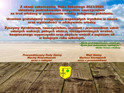 Zdjęcie plaży i morza z życzeniami