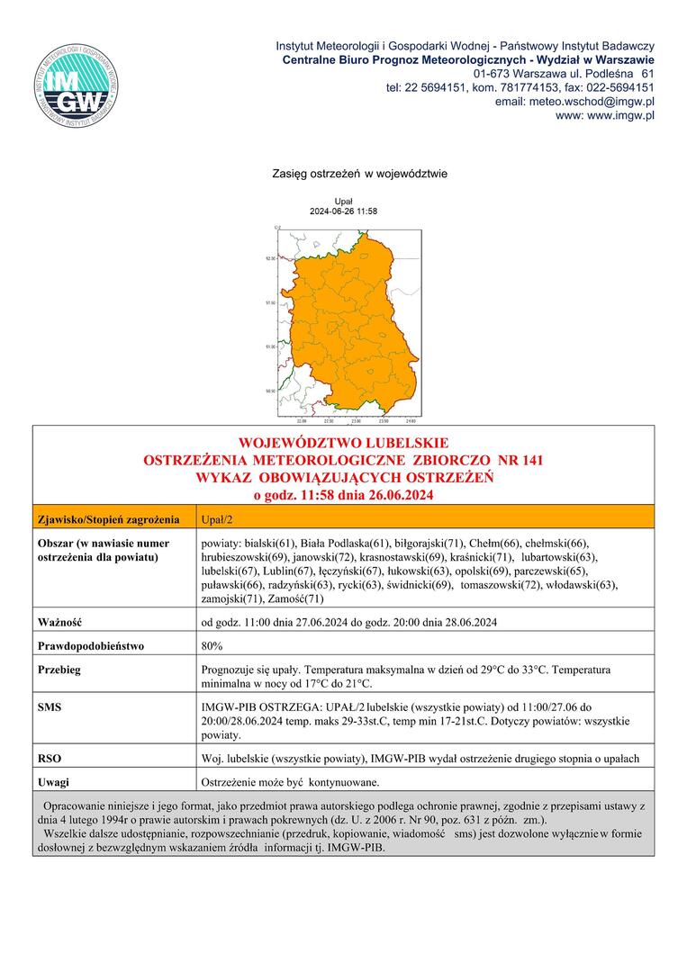 Grafika przedstawiająca treść ostrzeżenia