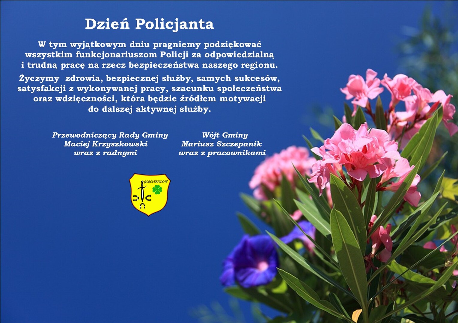 Zdjęcie kwiatów z życzeniami