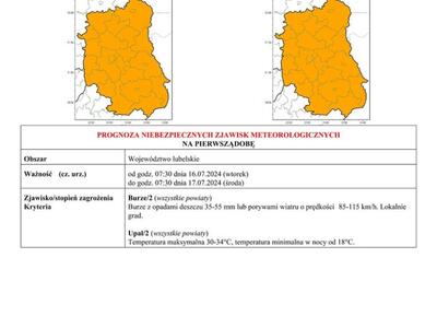 Grafika przedstawiajaca prognozę na pierwszy dzień