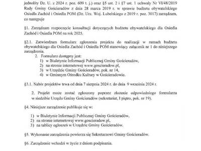 Zdjęcie zarządzenia