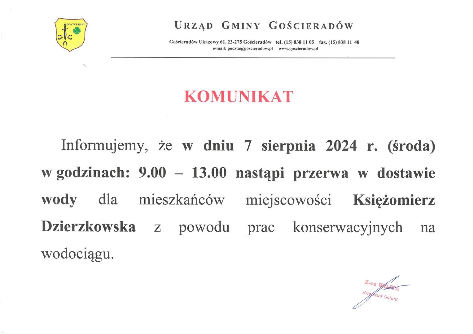 Zdjęcie komunikatu
